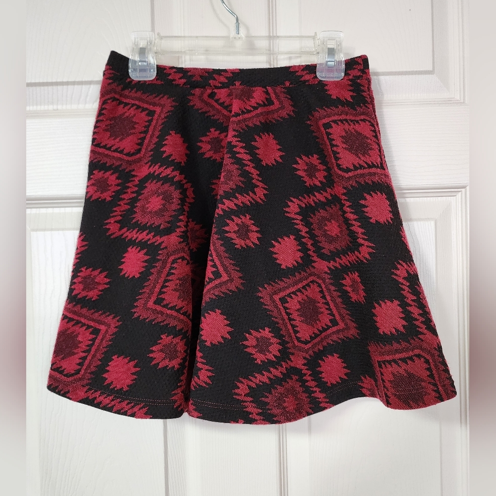 LunaChic Red Patterned Circle Skirt